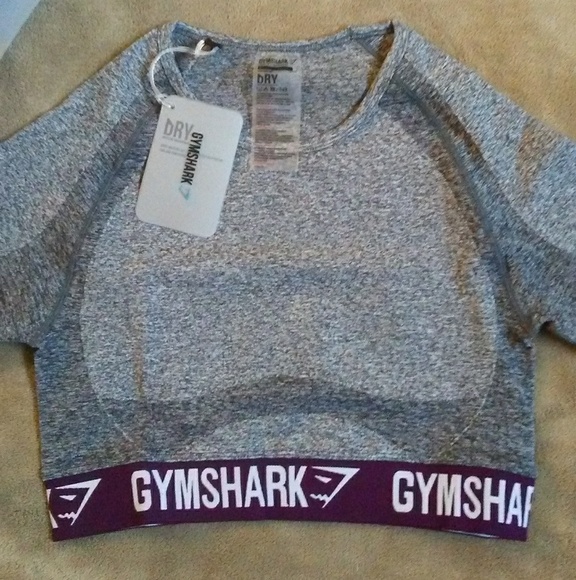 Gymshark New flex crop top in charcoal and plum - Picture 2 of 3